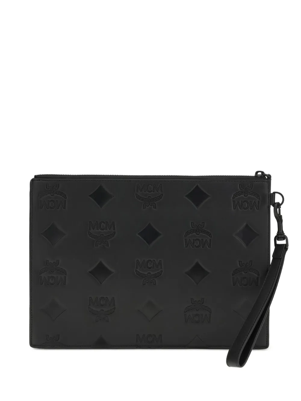 MCM logo-pattern clutch bag - Nero