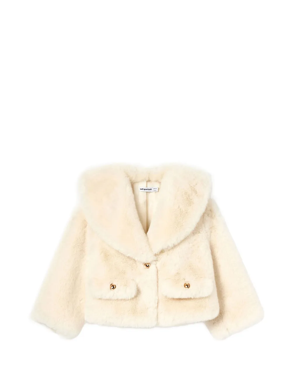 Self-Portrait Kids shawl-lapel faux-fur jacket - Toni neutri
