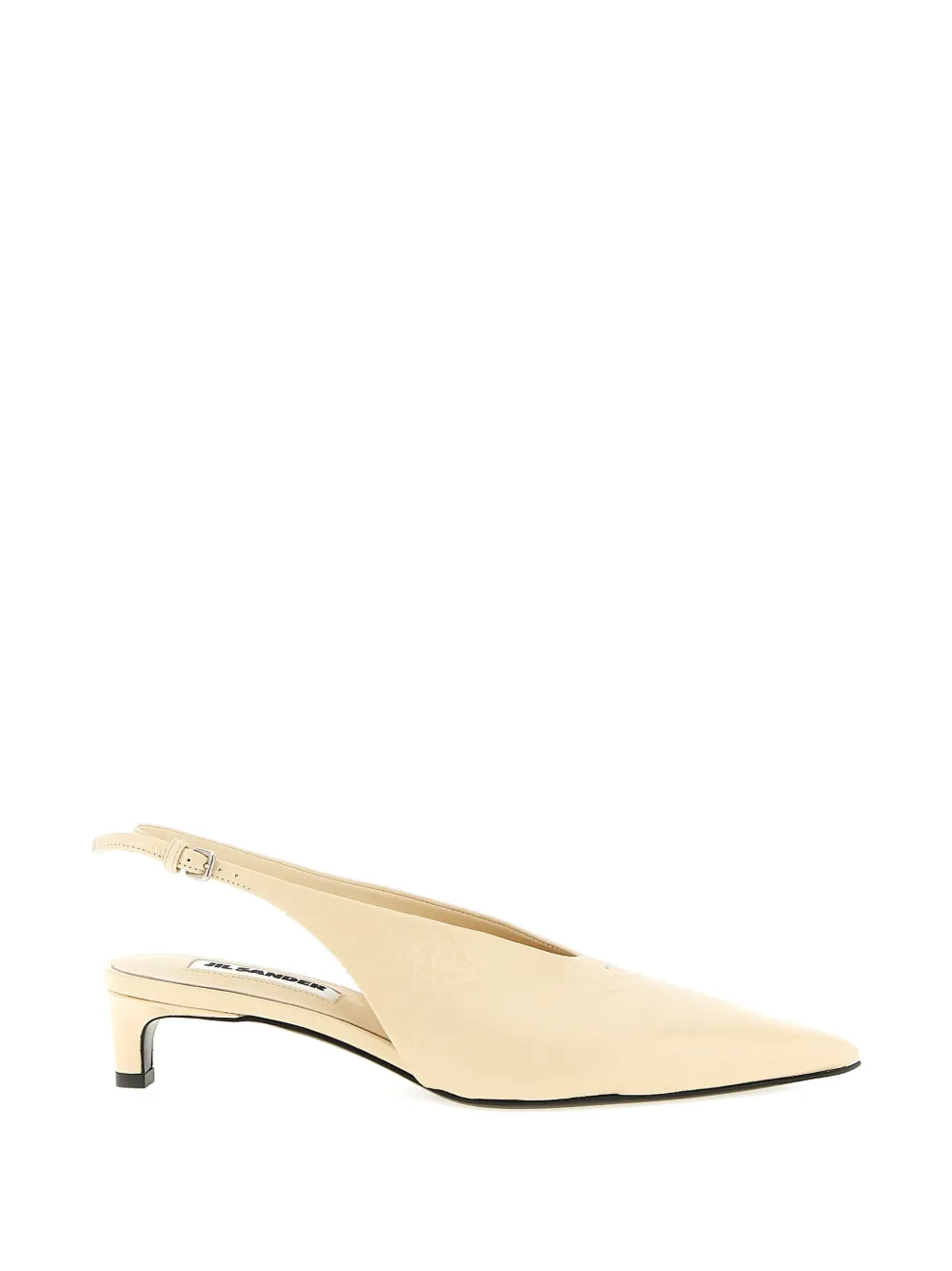 Jil Sander craquelé V-neck slingback pumps Beige