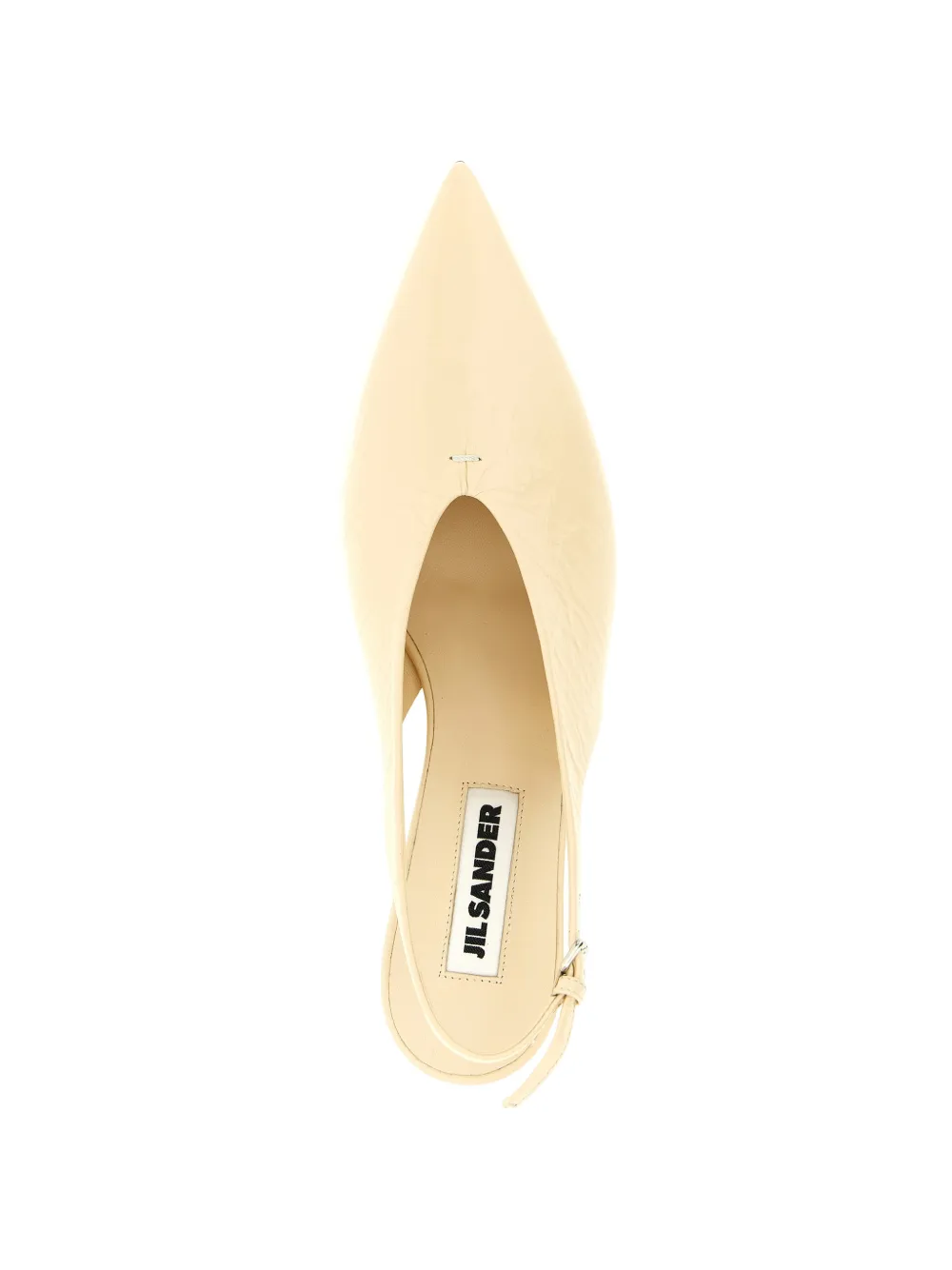 Jil Sander craquelé V-neck slingback pumps Beige