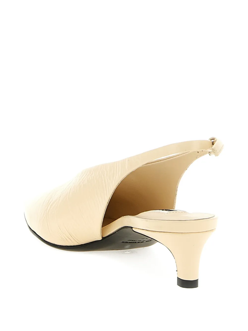 Jil Sander craquelé V-neck slingback pumps Beige