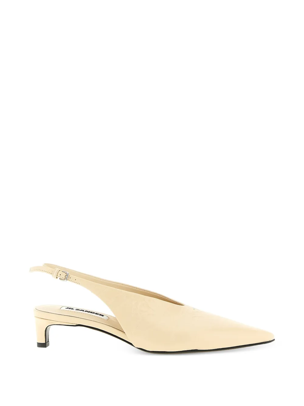 Jil Sander craquelé V-neck slingback pumps Beige