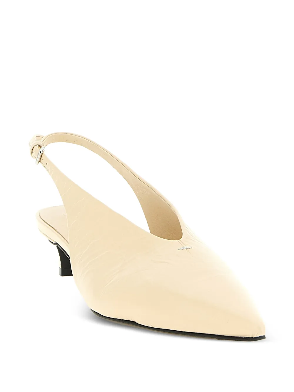 Jil Sander Craquelé slingback pumps met V-hals Beige