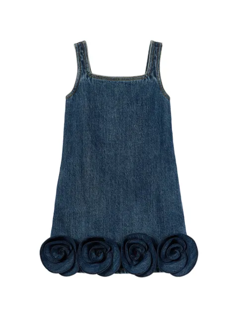 Self-Portrait Kids floral-appliqué denim dress