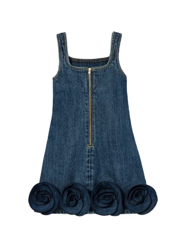 Self-Portrait Kids floral-appliqu Denim Dress | Blue | FARFETCH