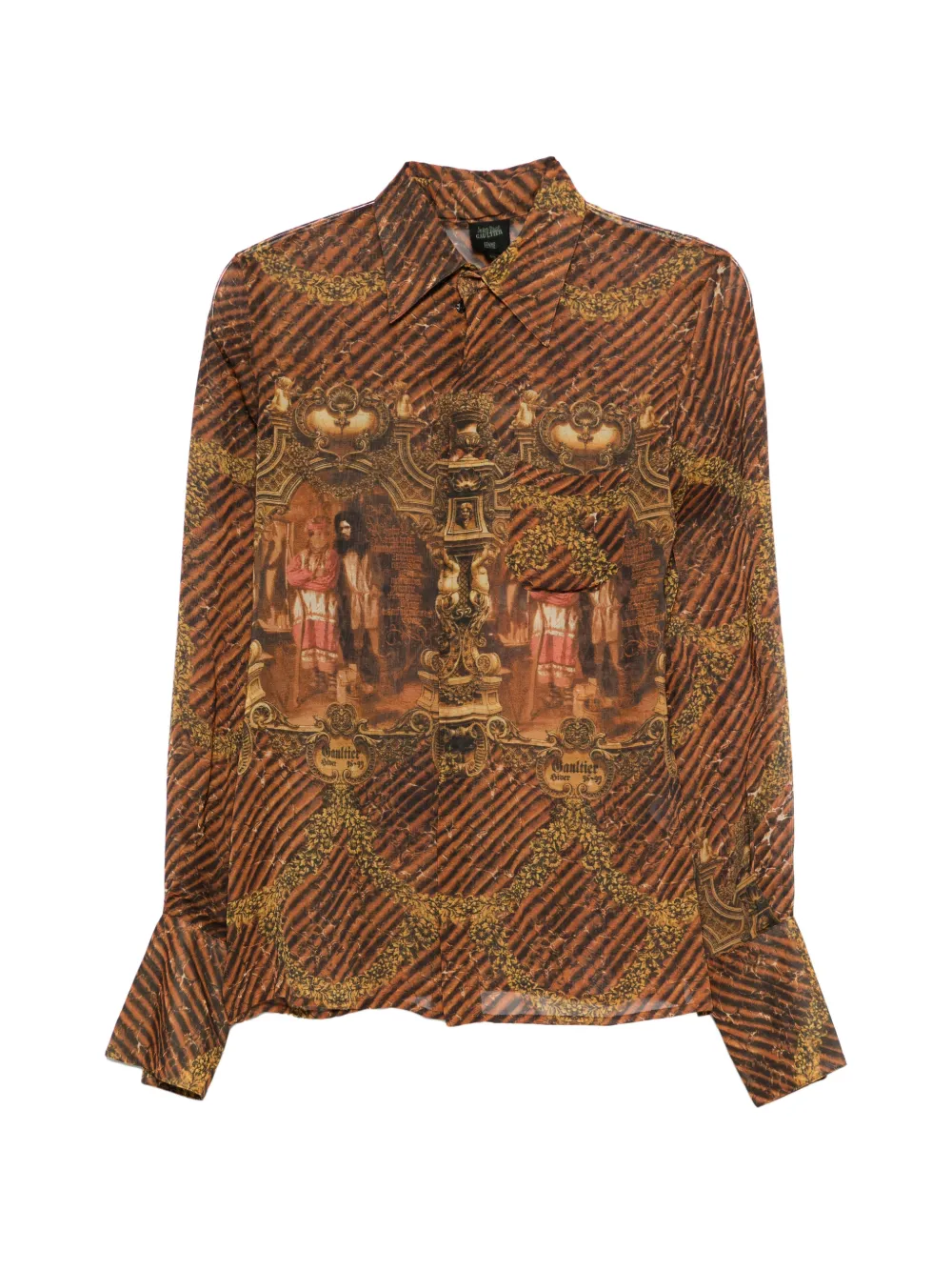Jean Paul Gaultier Pre-Owned sheer printed shirt - Marrone