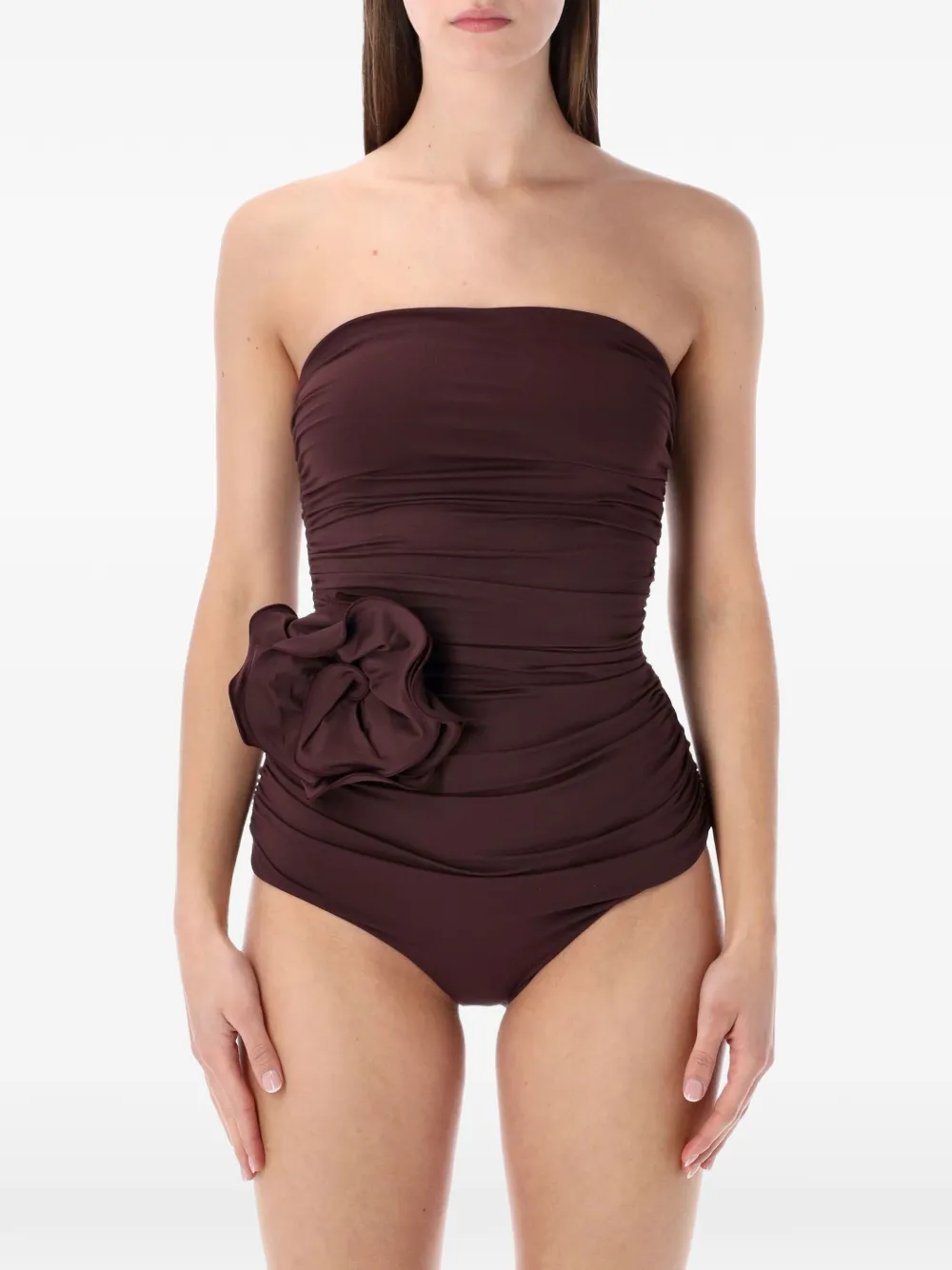  Magda Butrym Rose Ruched Intero Beachwear - Red 