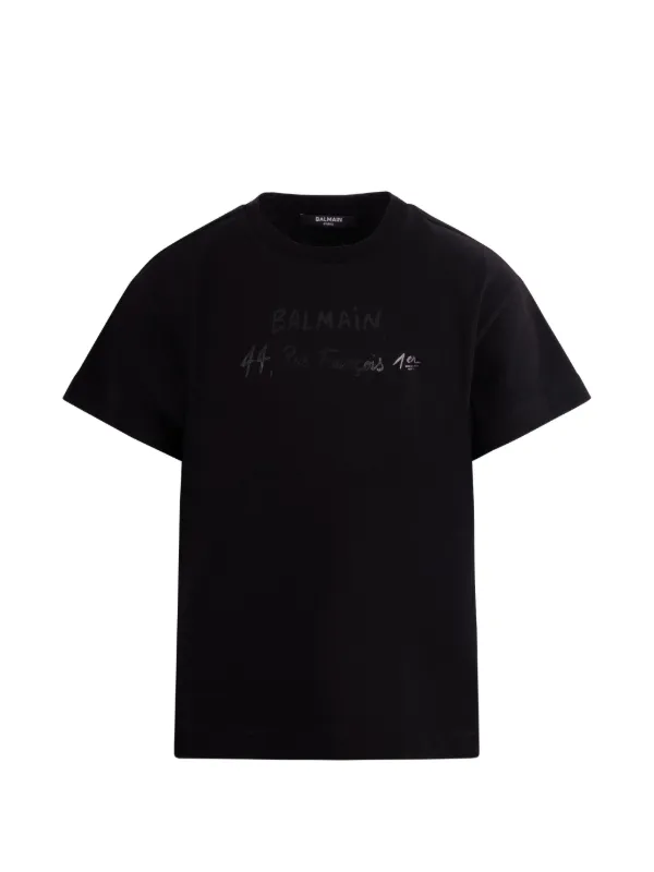 BALMAIN バルマン ロゴプリントTシャツ 半袖T カットソー KIDS キッズ 6Q8741 J0006 ブラック Balmain Kids logo-embellished T-shirt | Black | FARFETCH