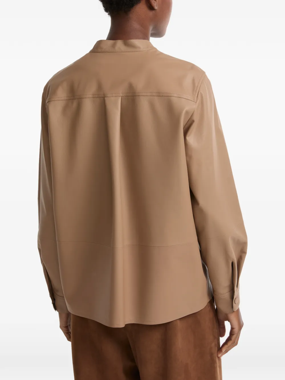 Yves Salomon Leren blouse met knopen Beige