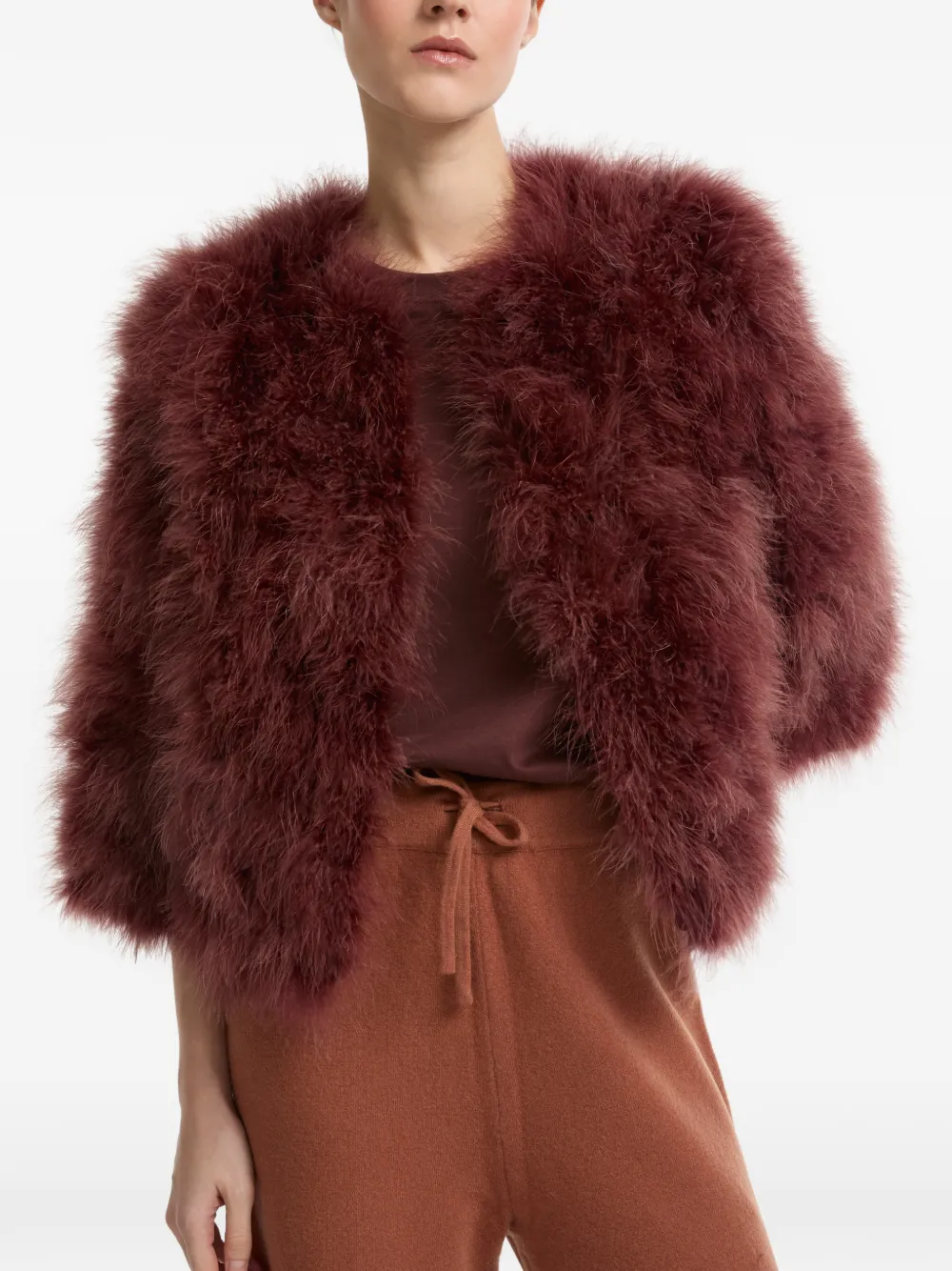  Yves Salomon Hook-and-eye-fastening Jacket - Red 