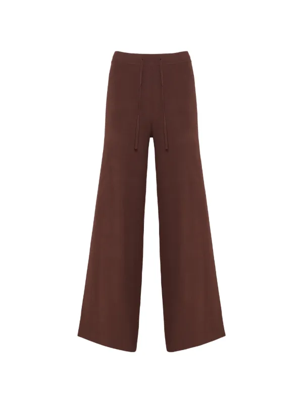 Yves Salomon Knit Wide-leg Trousers in Brown