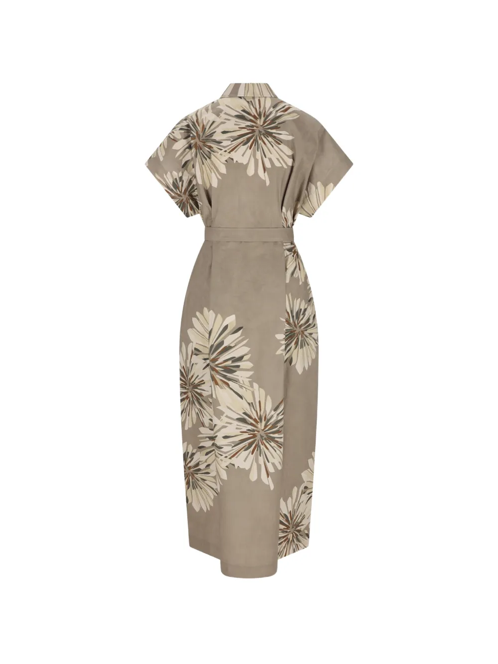 Brunello Cucinelli floral-print belted dress - Beige