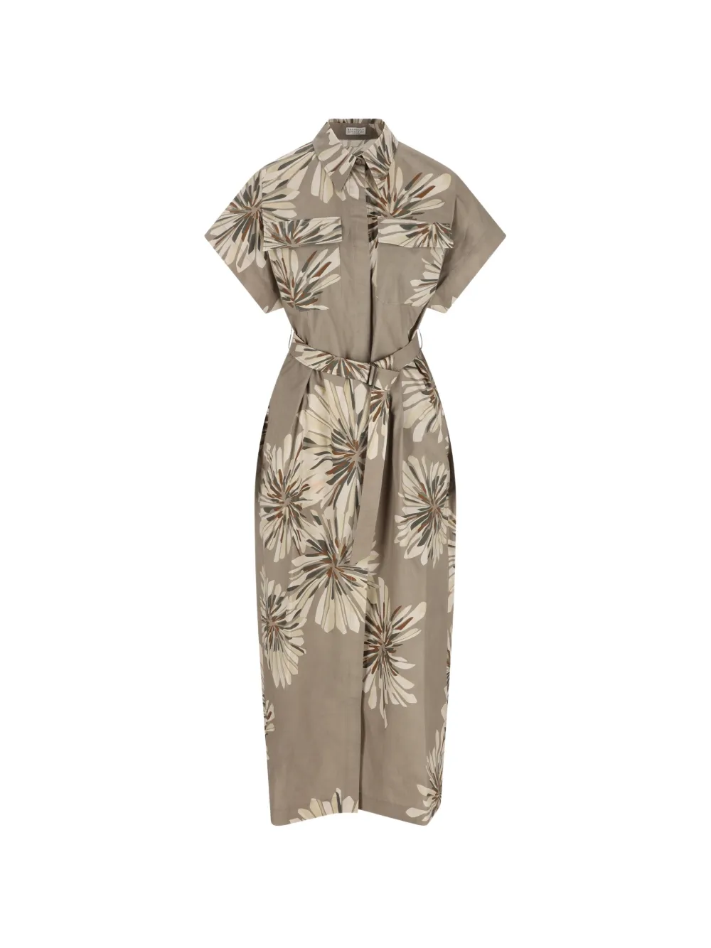 Brunello Cucinelli floral-print belted dress - Toni neutri