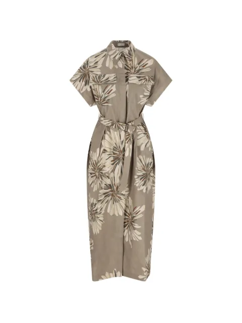 Brunello Cucinelli floral-print belted dress