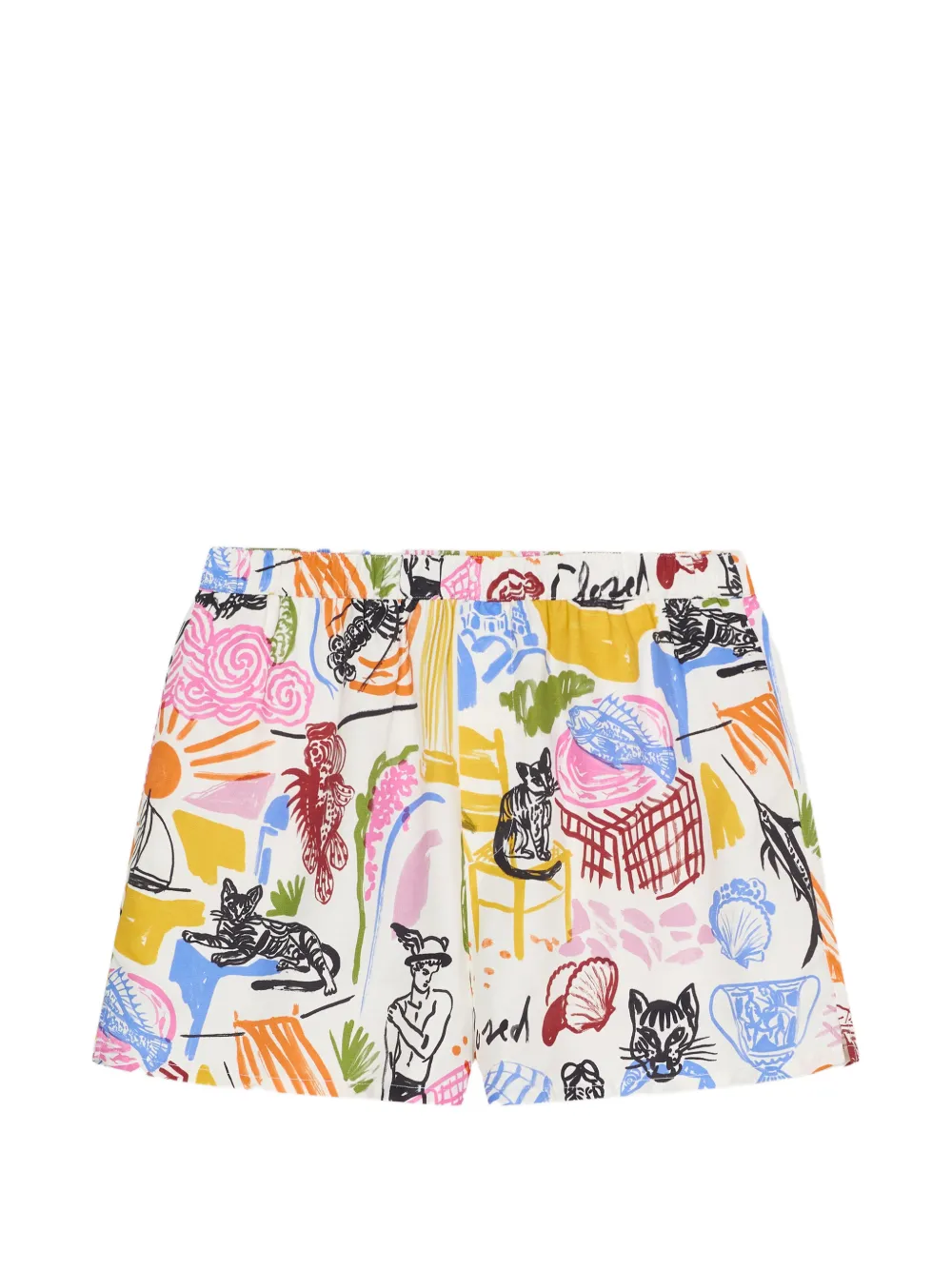 Closed Shorts con stampa - Bianco