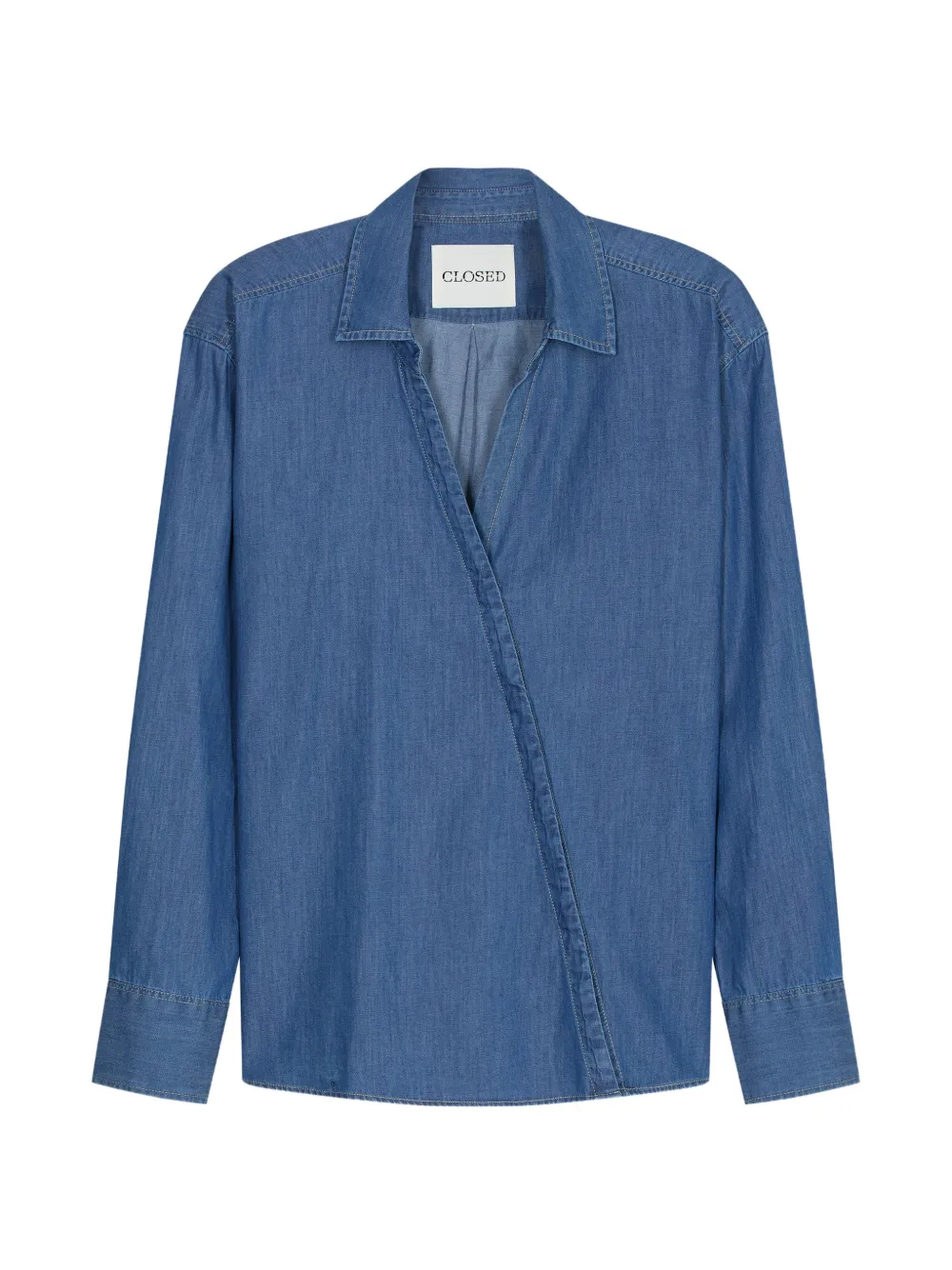 Closed asymmetric collared shirt - Blu