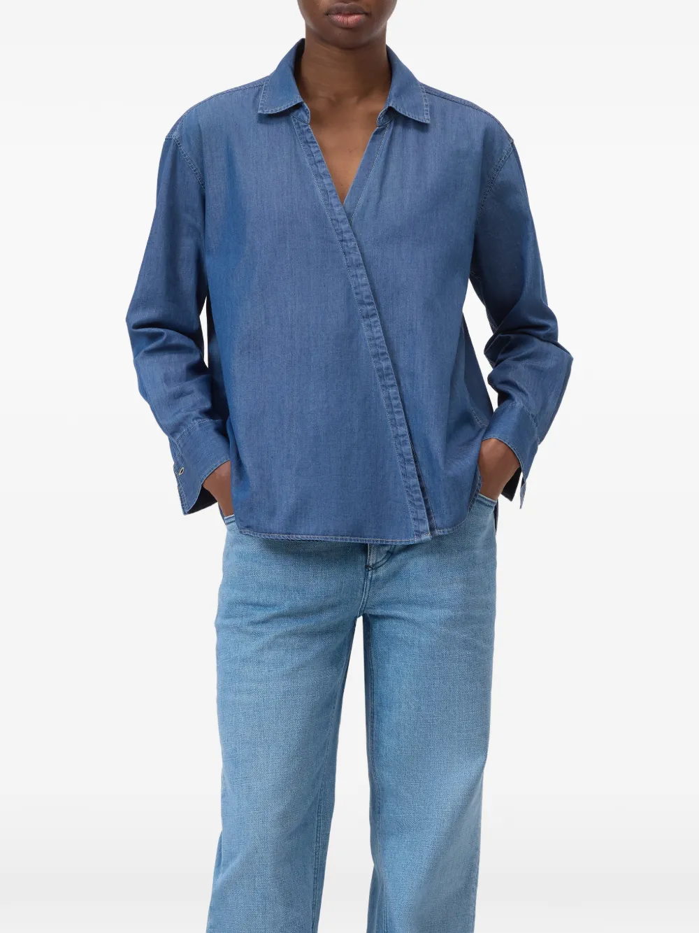  Closed Asymmetric Collared Shirt - Blue 