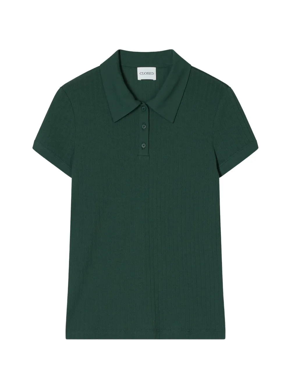 Closed Geripptes Poloshirt - Grün