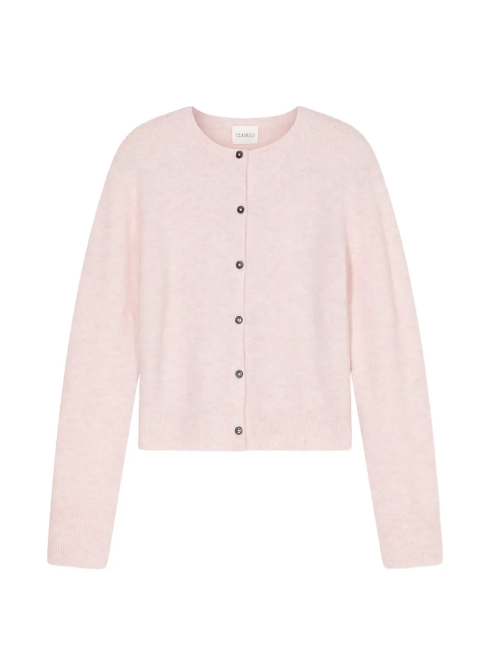 Closed Crew-neck Button-fastening Cardigan In Pink