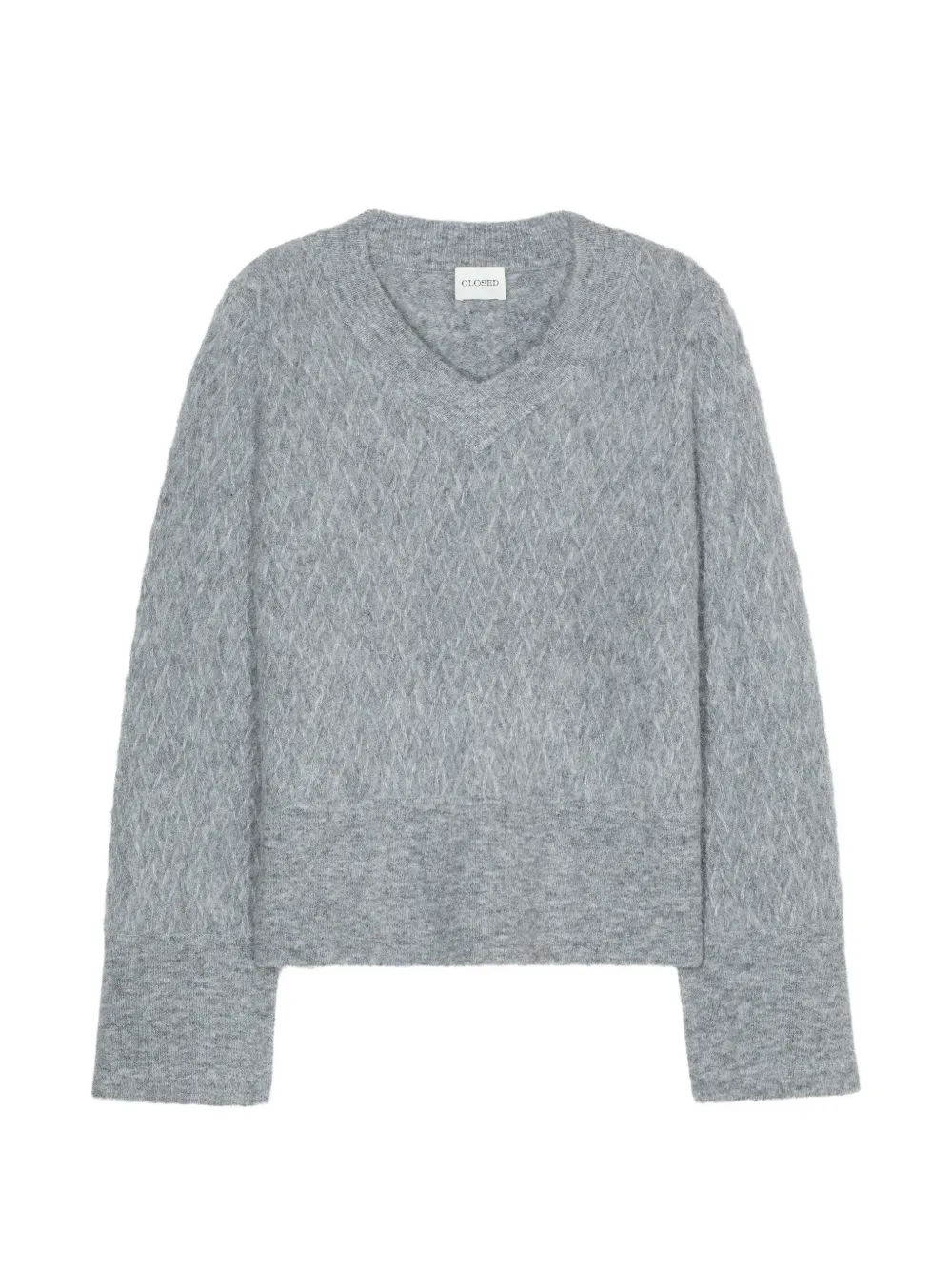 Closed Patterned V-neck Sweater In Gray