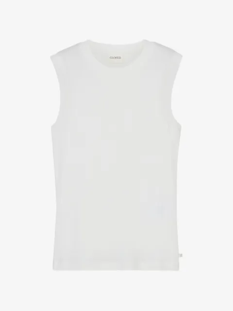 Closed crew-neck sleeveless top