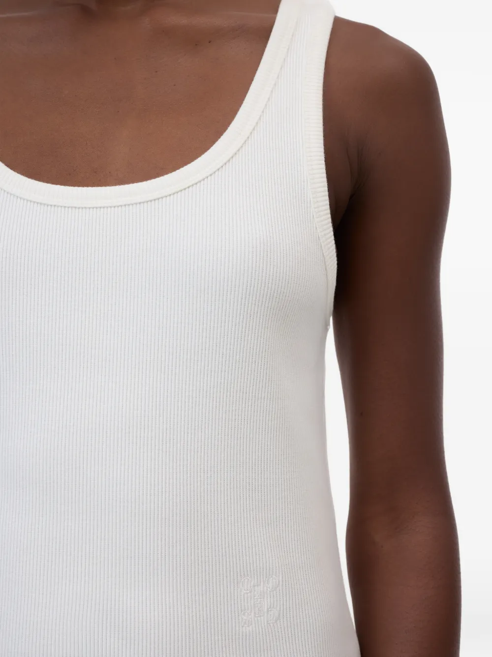 Closed Geribbelde tanktop Wit