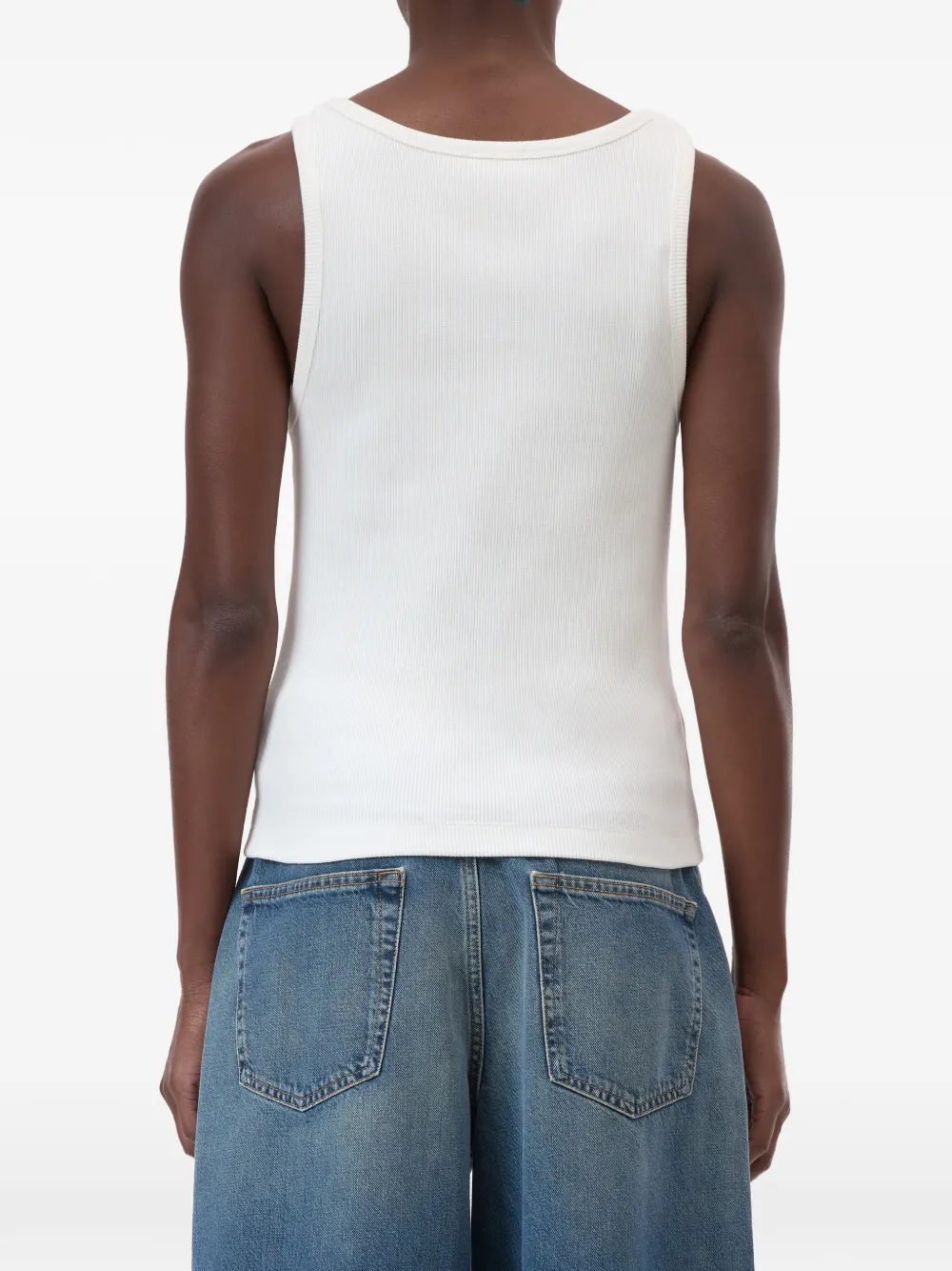 Closed Geribbelde tanktop Wit