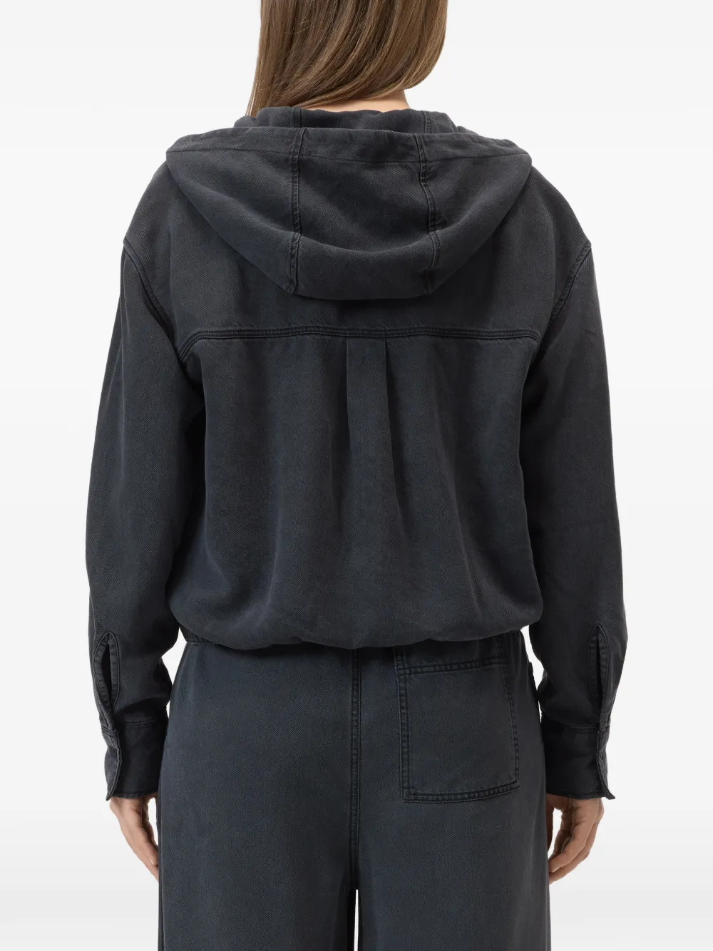 Closed Shirt met capuchon en knopen Zwart