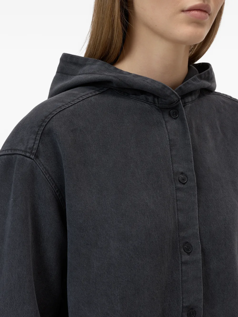 Closed Shirt met capuchon en knopen Zwart