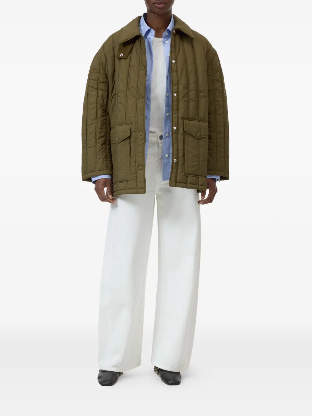  Closed Quilted Pockets Jacket - Green 
