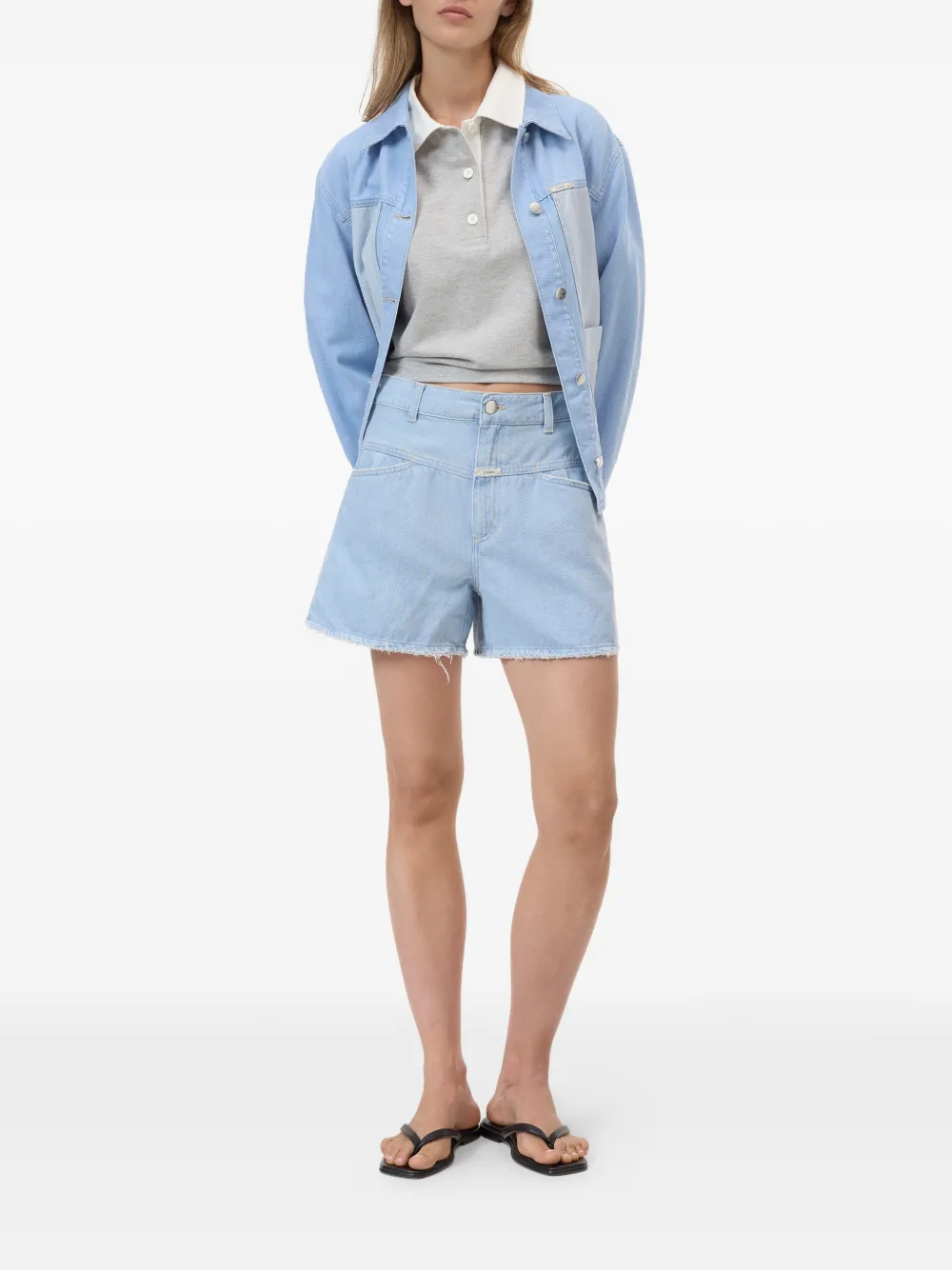 Closed Jocy-X denim shorts met franje Blauw