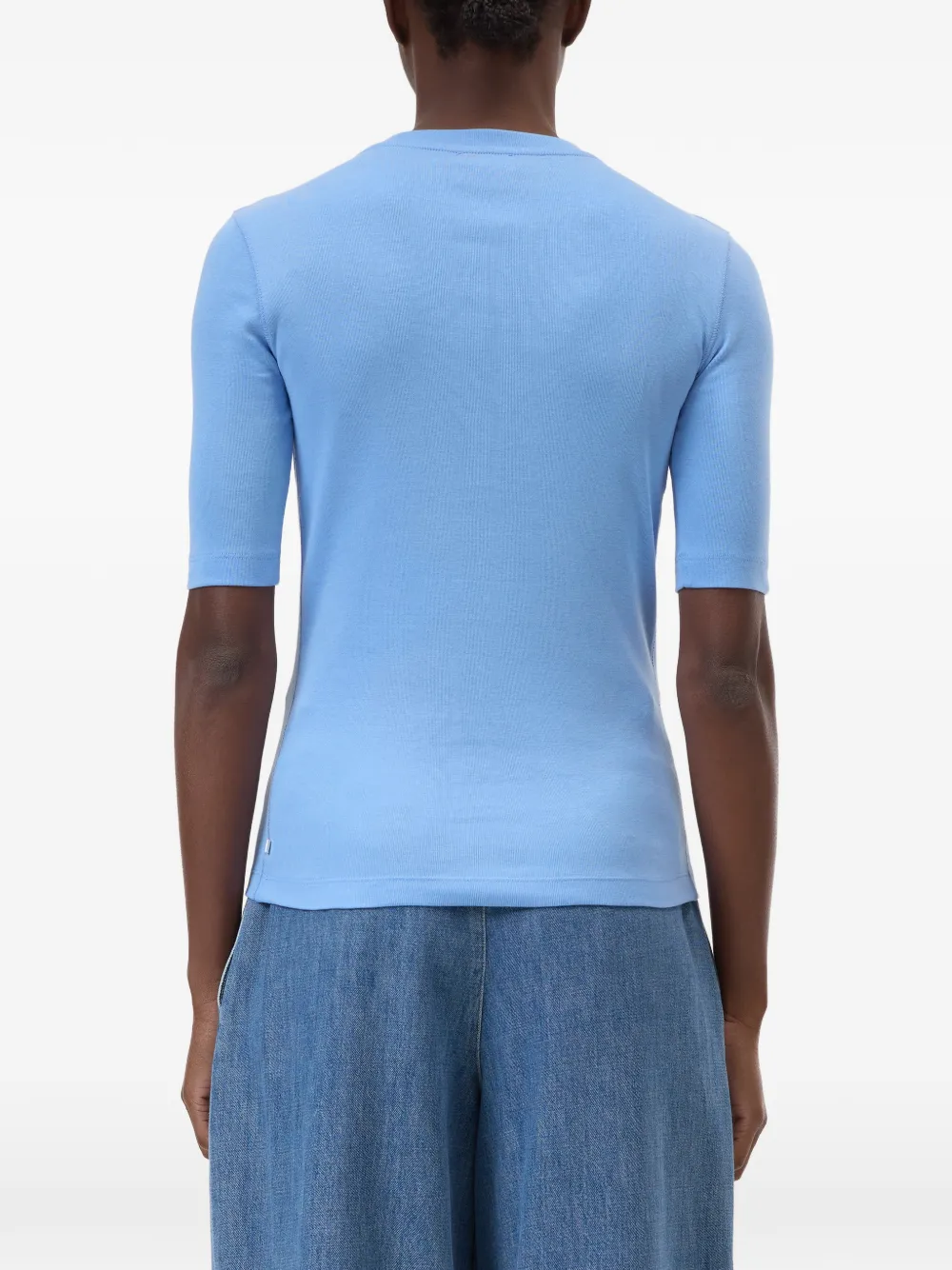 Closed T-shirt met ronde hals Blauw