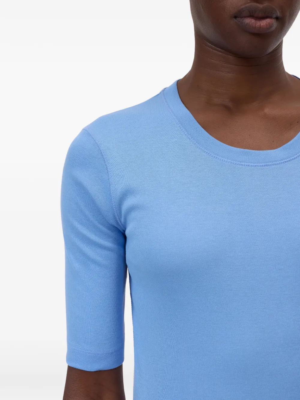 Closed T-shirt met ronde hals Blauw