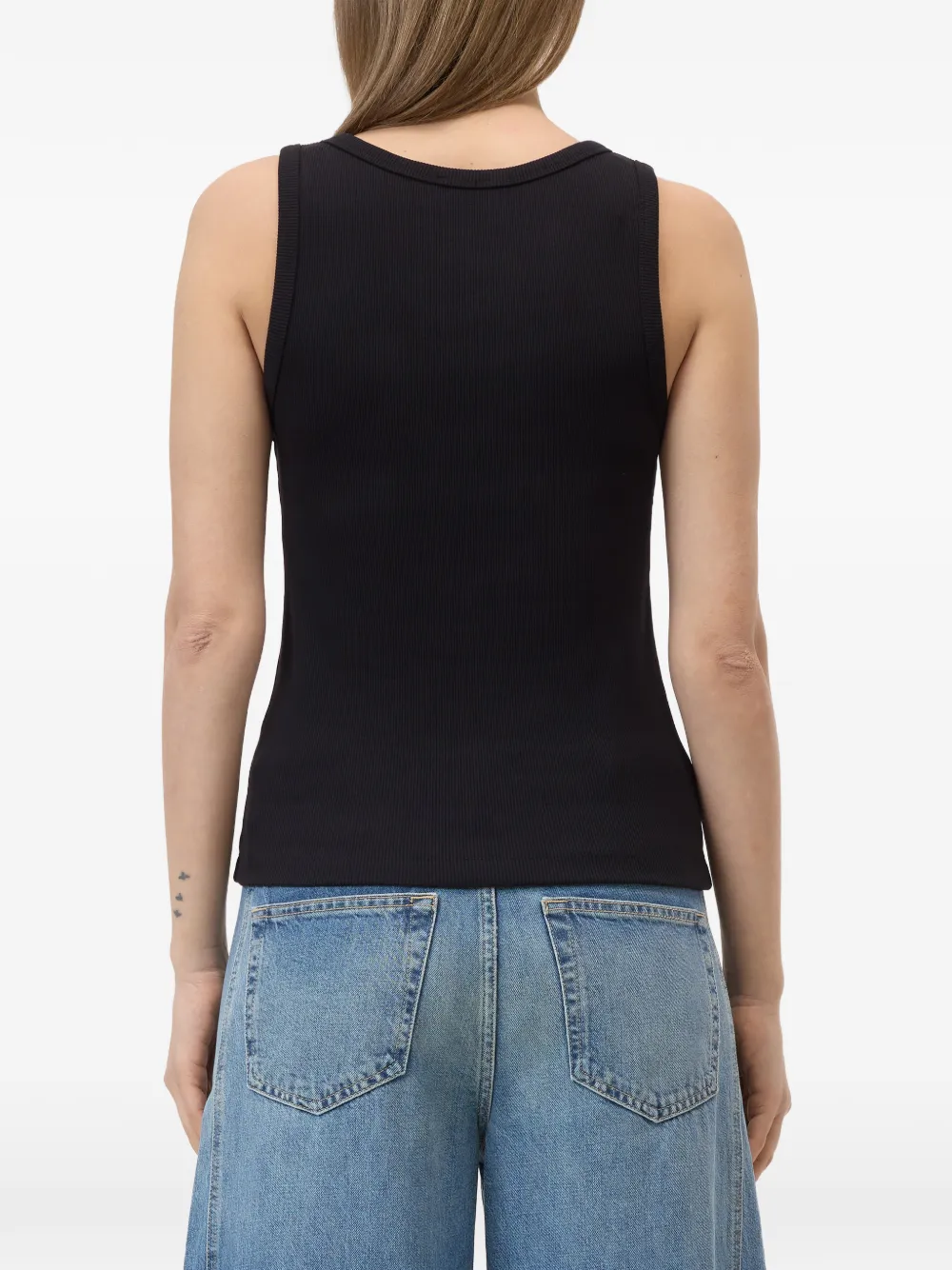 Closed Geribbelde tanktop Zwart