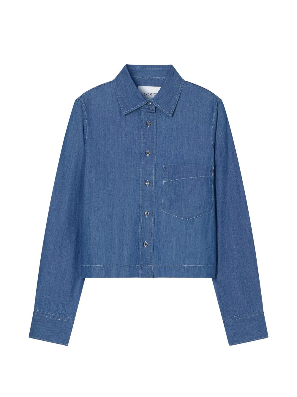 Closed cropped classic shirt - Blu