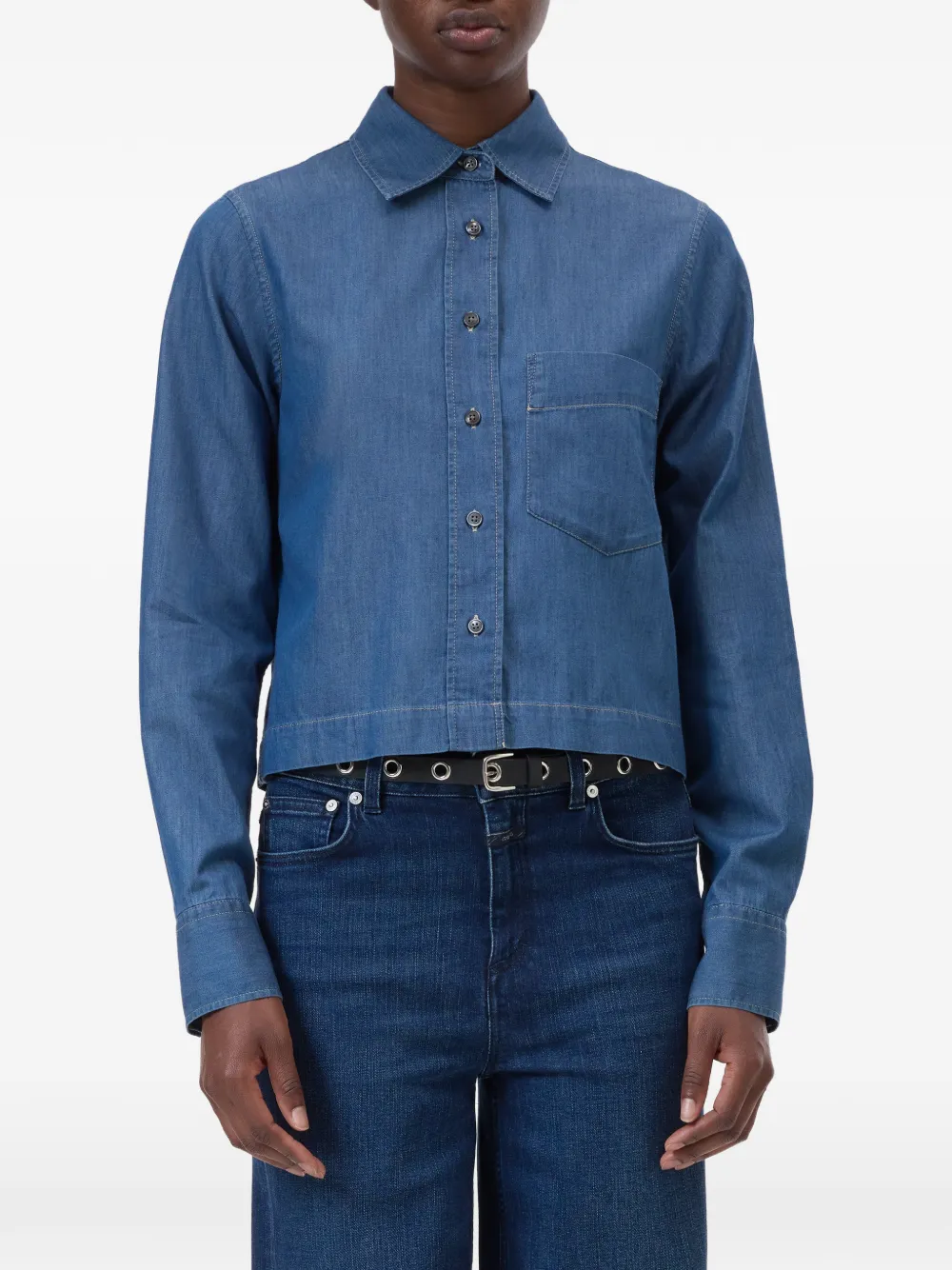  Closed Cropped Classic Shirt - Blue 