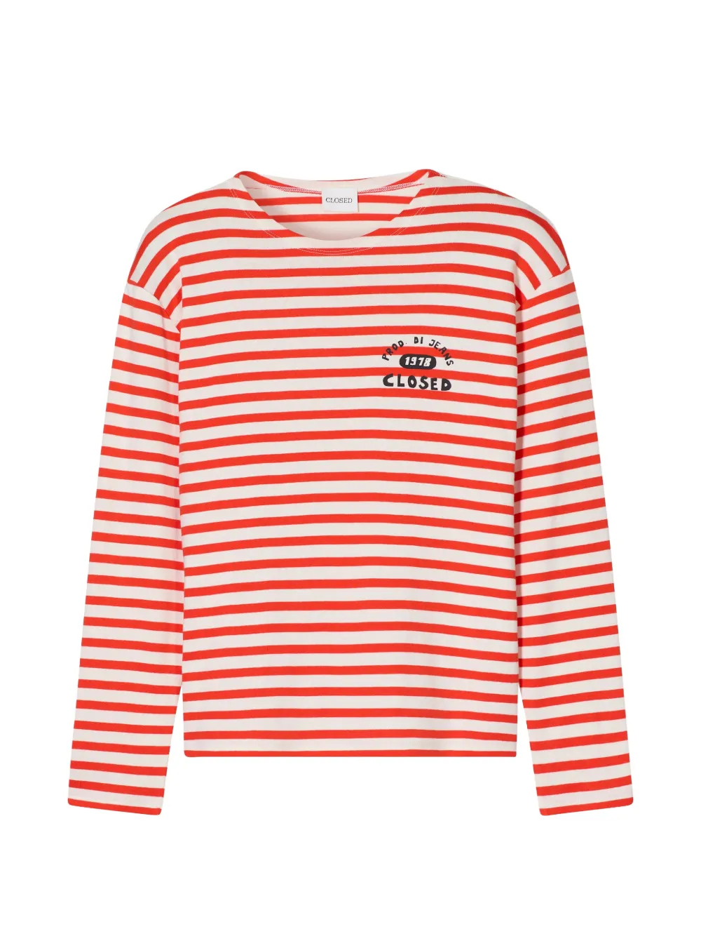 Closed striped long-sleeves T-shirt - Bianco