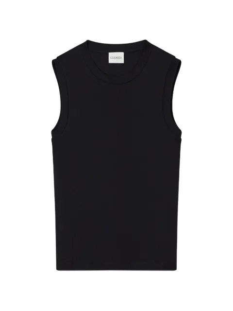 Closed crew-neck sleeveless top