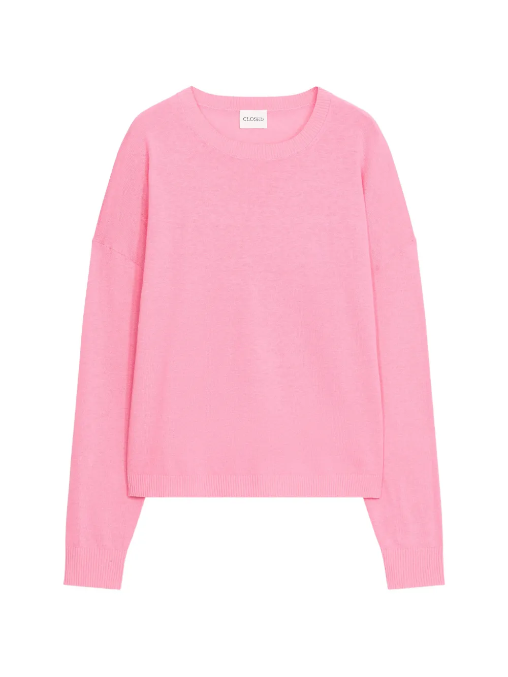 Closed crew neck long-sleeve sweater - Rosa