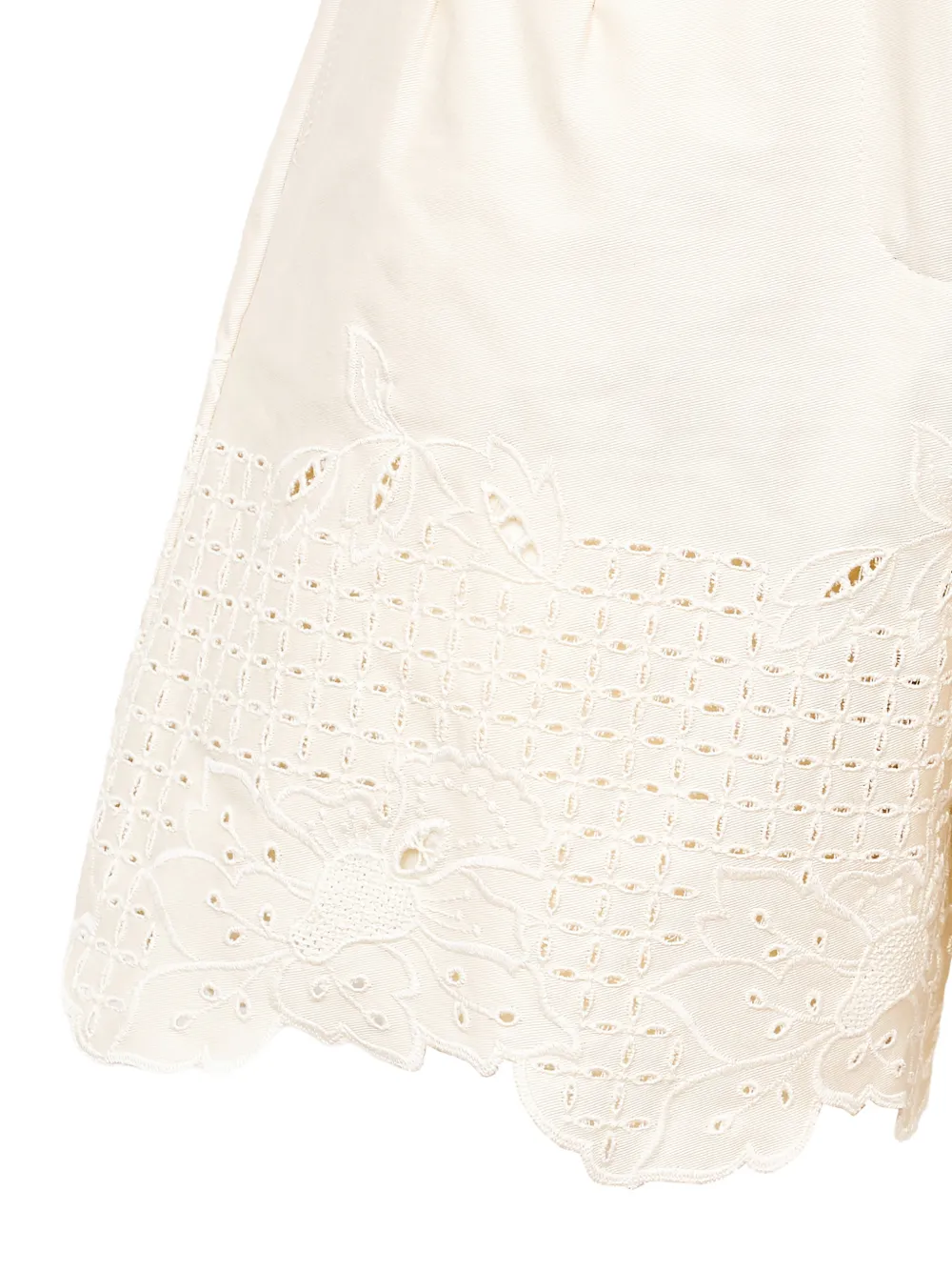 Loretta Caponi Rocchetta Scalloped Shorts in Neutrals, view 3
