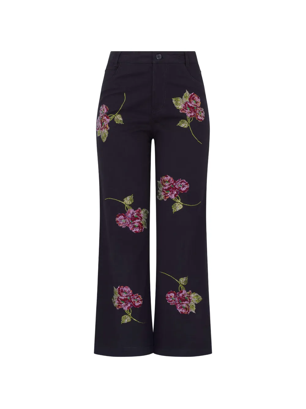 Libertine Primrose floral-embellishment cropped trousers