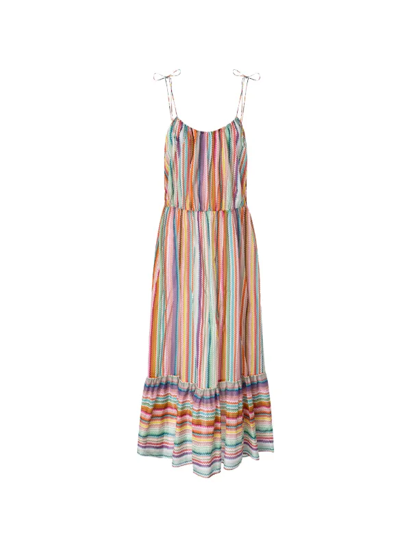 Missoni Sleeveless Zigzag-pattern Maxi Dress in White