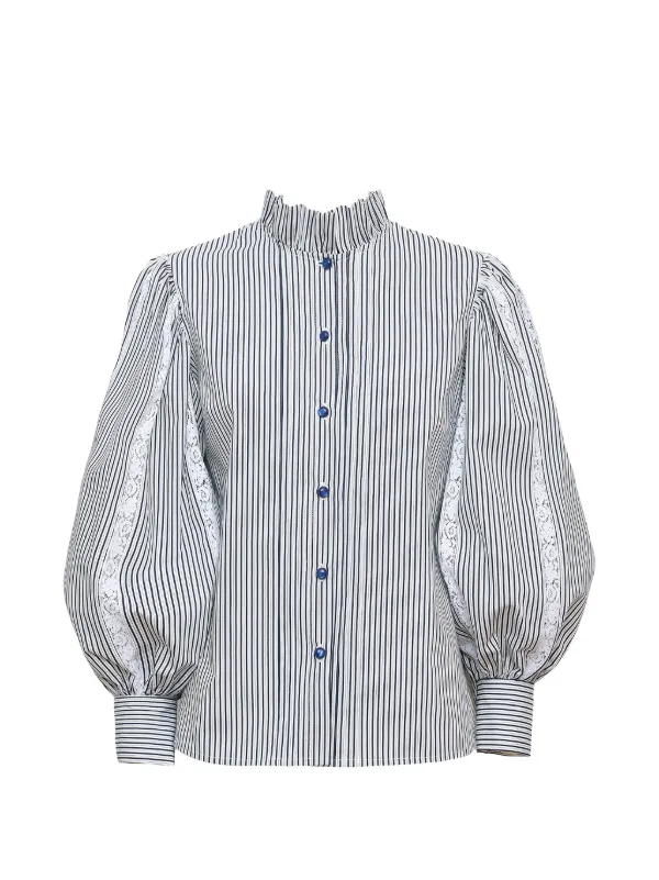 Loretta Caponi Anastasia Striped Blouse in White