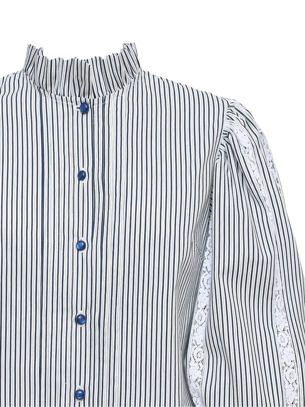 Loretta Caponi Anastasia Striped Blouse in White, view 3