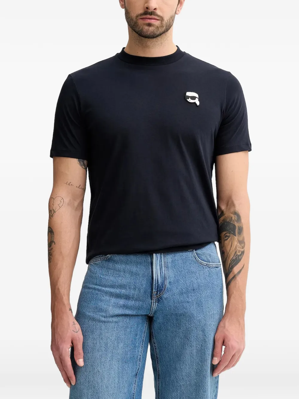 Karl Lagerfeld crewneck logo-motif T-shirt - Grigio