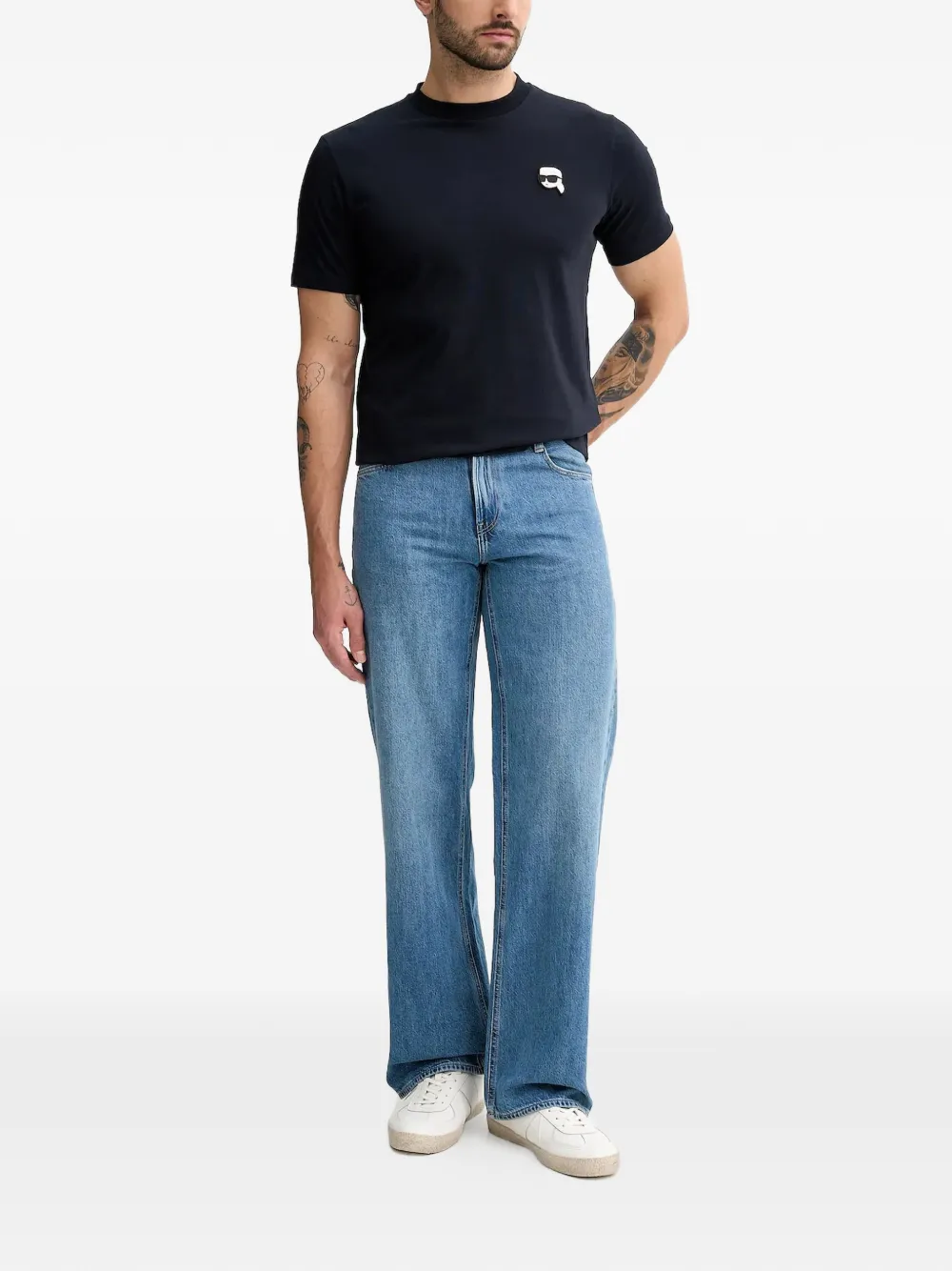 Karl Lagerfeld T-shirt met ronde hals en logopatroon Blauw