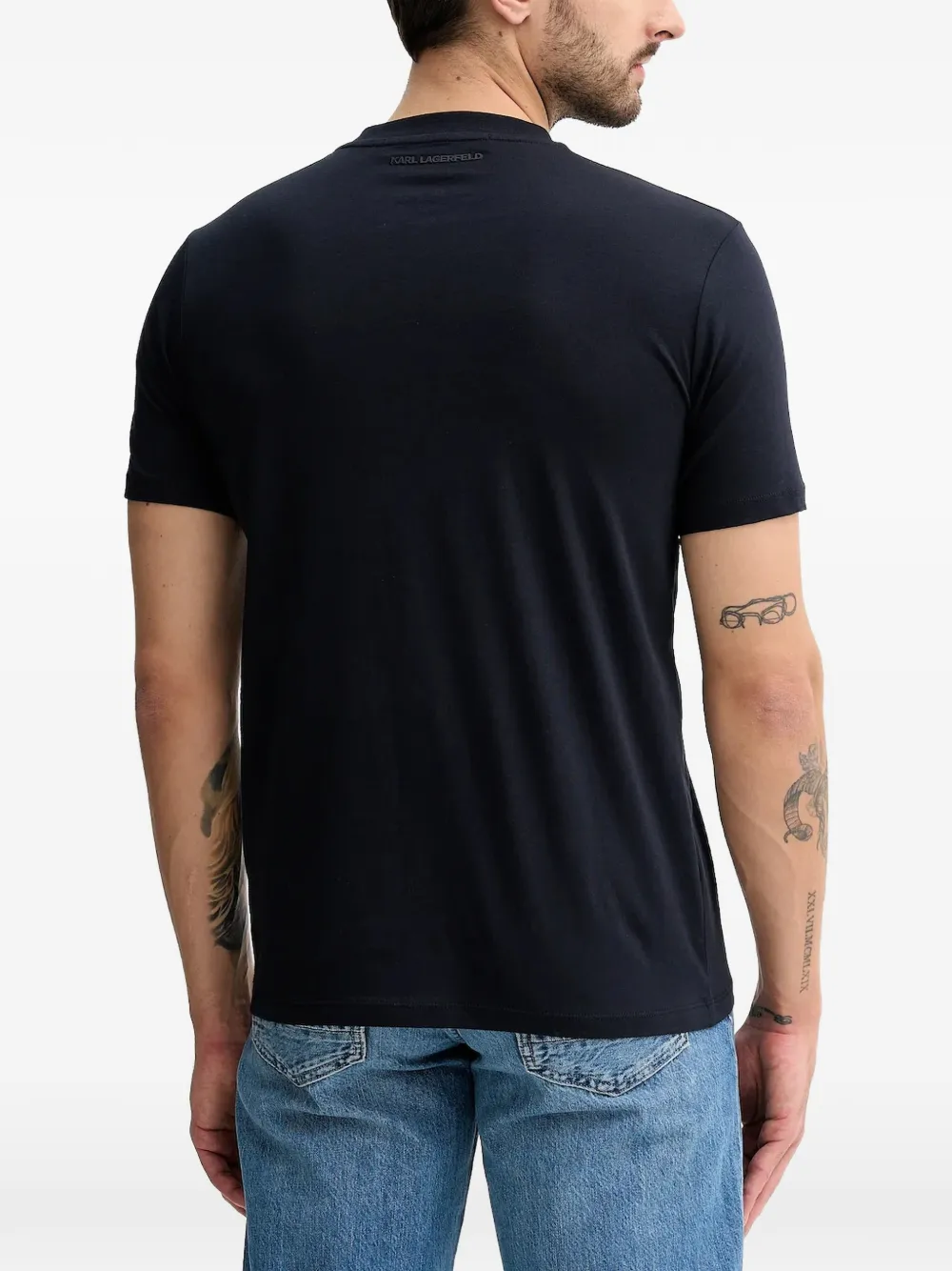 Karl Lagerfeld T-shirt met ronde hals en logopatroon Blauw