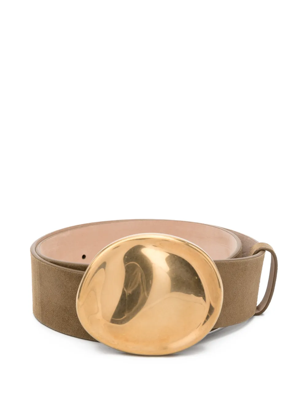 KHAITE Keefe suede antique-gold belt - Marrone