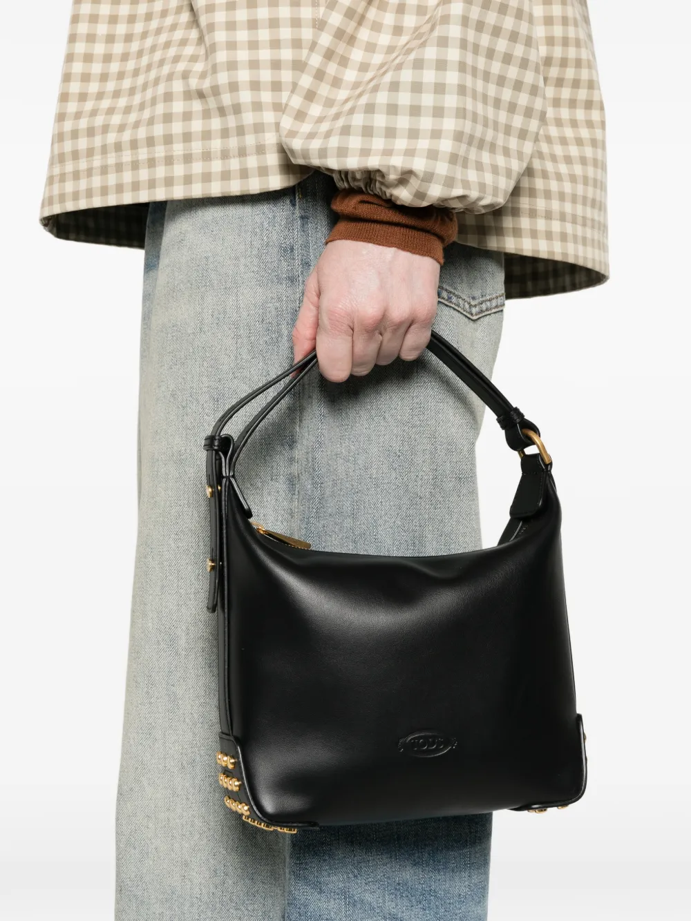 Tod's Leren bucket-tas met studs Zwart