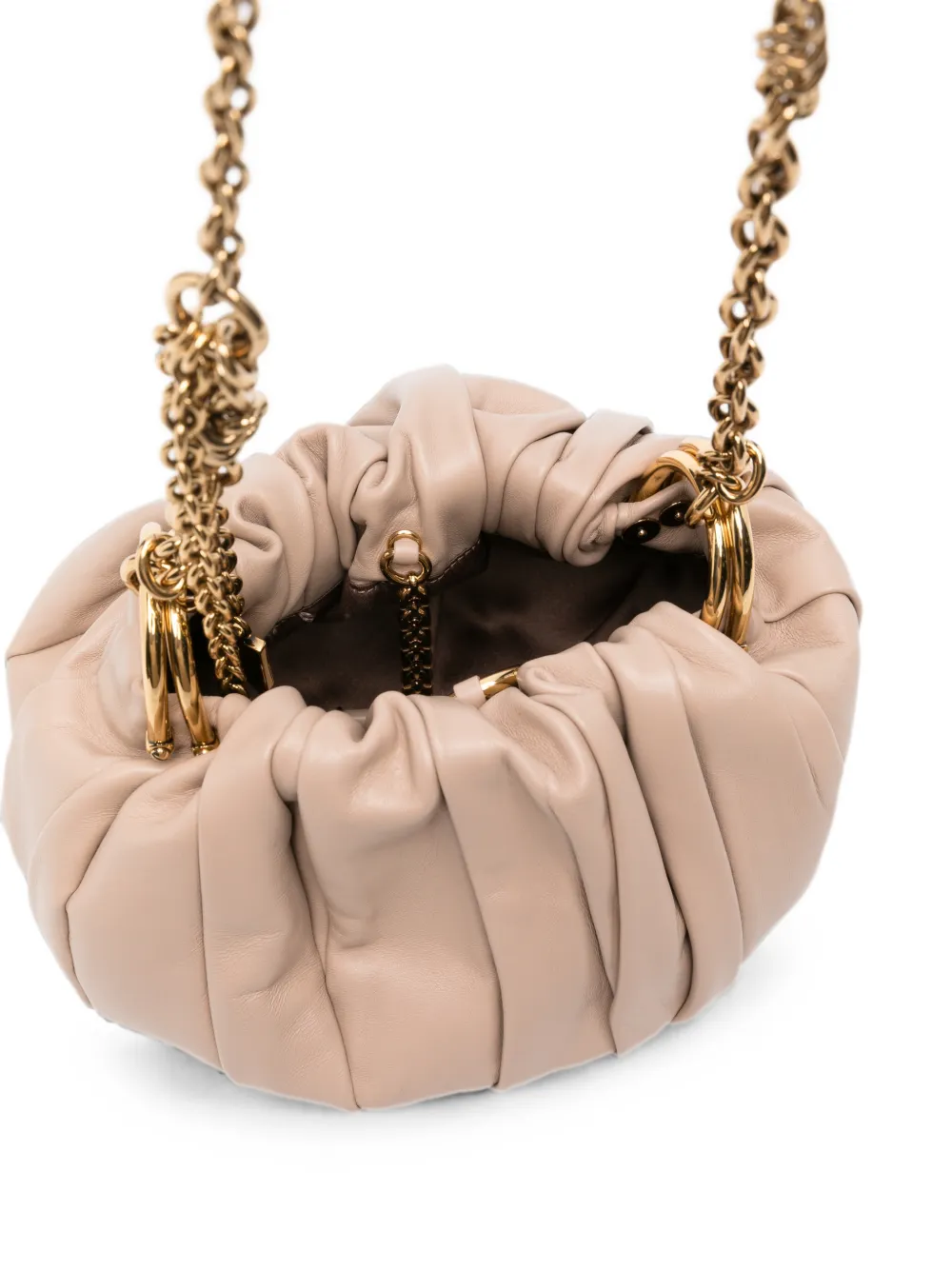Chloé Plissé schoudertas met ketting van geplooid leer Beige
